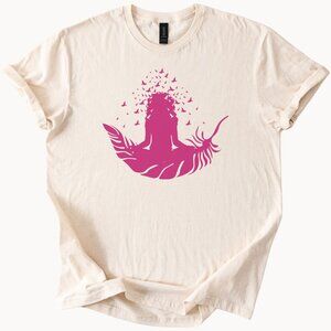 Feather Woman Birds Graphic TShirt Boho Nature Tee